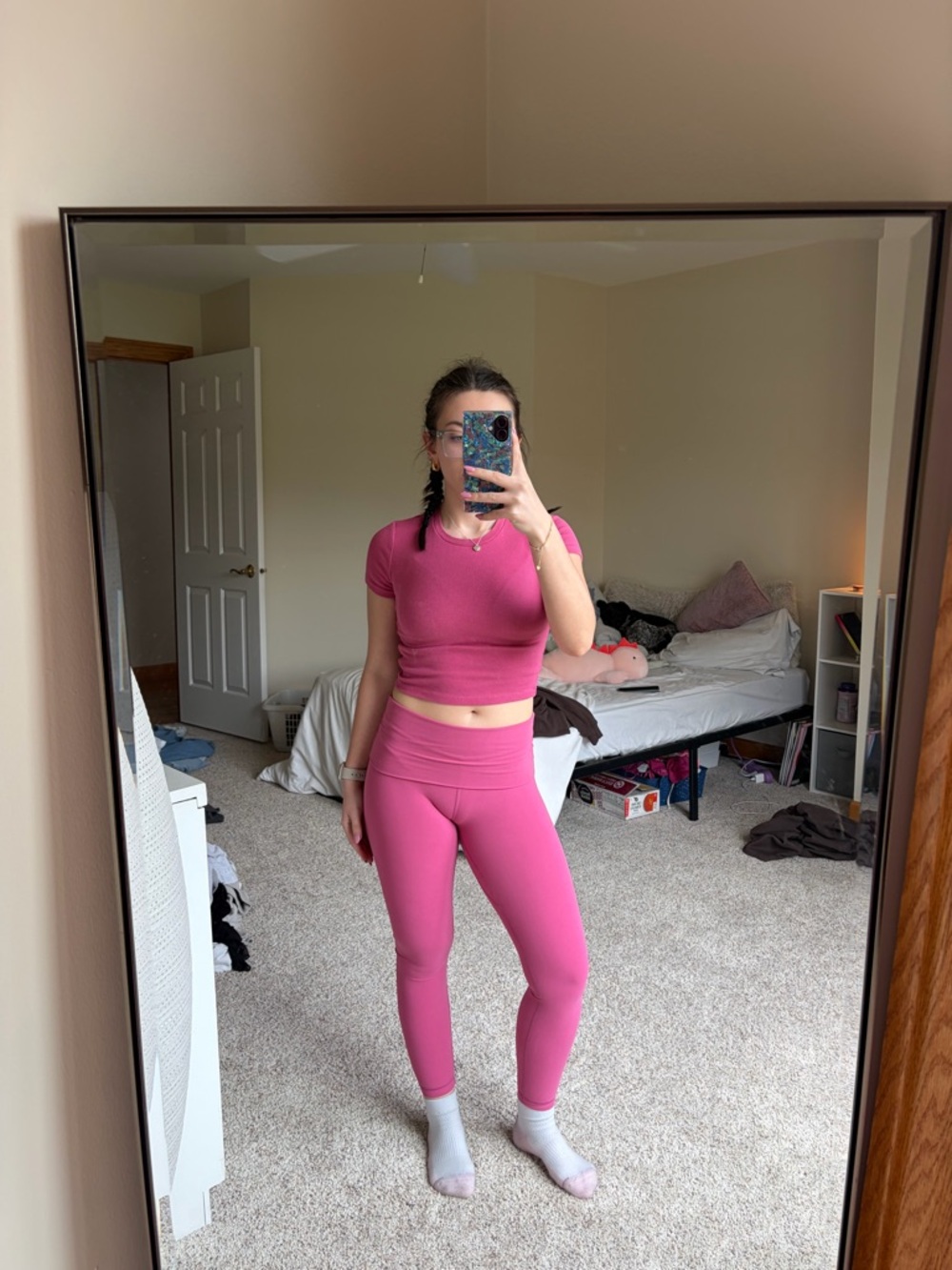 Aritzia Pink Active Set - Crop Top and High-Waist Leggings